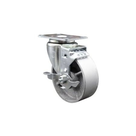Service Caster 4 Inch Semi Steel Wheel Swivel Top Plate Caster with Brake SCC-20S415-SSR-TLB