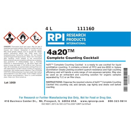 Rpi 4a20 Complete Counting Cocktail, 4 Liters 111160