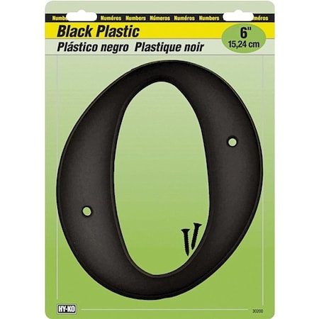 Hy-Ko Number House 0 Plastic 6In Blk 30210