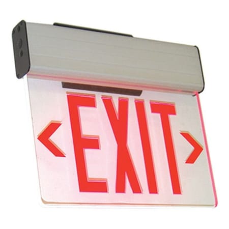 Westgate LED EDGELIT EXIT SIGN W. B/C Double Face Univ 120/277V RED LETTER , MIRROR PANEL, WHITE HOUSING XE-2RMW-EM