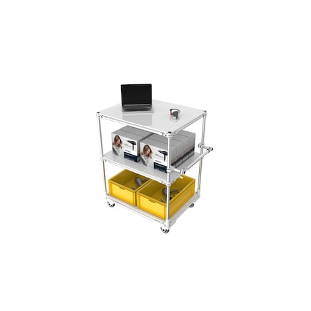 Trilogiq 3-Level Warehouse Cart With Horizontal Hand Bar. 49B-2