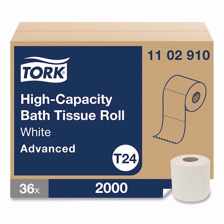 Tork Advanced High Capacity Bath Tissue, Septic Safe, 1-Ply, White, 2,000 Sheets, 36PK 1102910