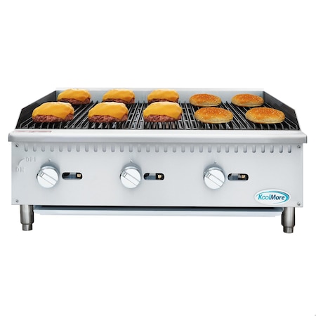 Koolmore 36 in. Commercial 3-Burner Natural Gas Charbroiler with 90,000 BTU in Stainless-Steel KM-GCB3-36M KM-GCB3-36M