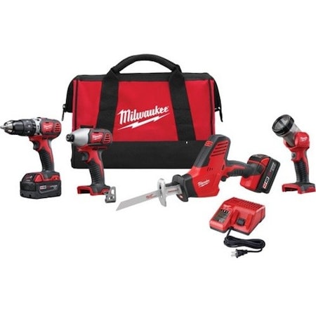 Milwaukee Tool M18 Cordless LITHIUM-ION 4-Tool Combo Kit w/ M18 HACKZALL Recip Saw 2695-24
