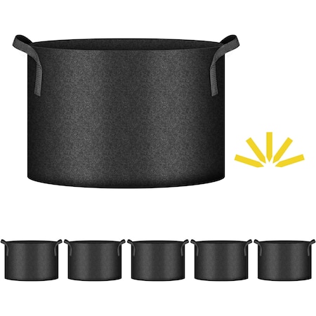 Ipower Plant Grow Bag 20-Gallon Heavy Duty Fabric Pots, 300G Thickened Nonwoven Container, 5PK GLGROWBAG20X5BLKV5