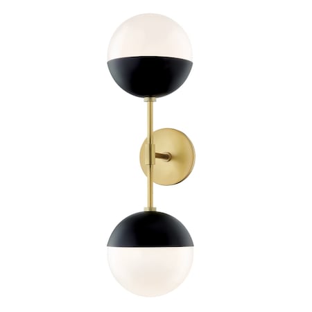 Mitzi Renee 2 Light Wall Sconce 6 In. Aged Brass/Black H344102A-AGB/BK