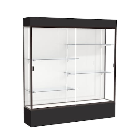 Ghent Lighted Floor Display Case 72x80x16, White, Bronze 3176WB-BZ-BK