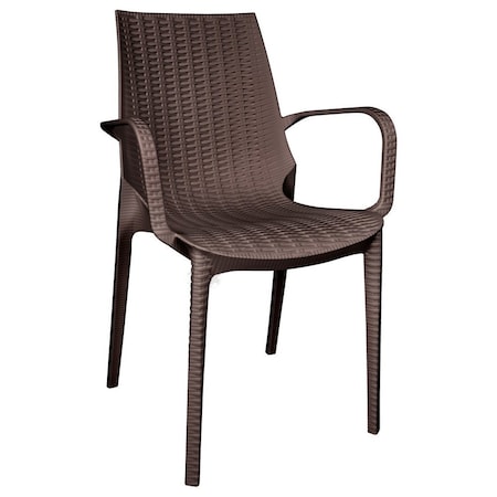 Leisuremod Kent Outdoor Dining Arm Chair, Brown KCA21BR