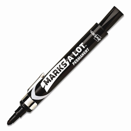 Avery MARKS A LOT Large Desk-Style Permanent Marker with Metal Pocket Clip, Broad Bullet Tip, Black 24878