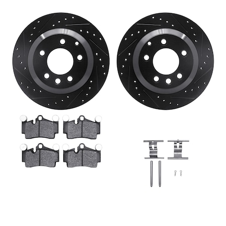 Dynamic Friction Co DFC Rotors-Drilled & Slotted-Black w/ EURO 5000 Ceramic Brake Pads Incl Hdw 8612-74046