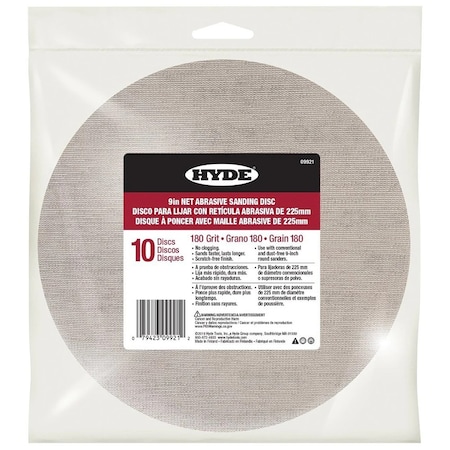 Hyde 9in 09921 Net Abrasive Radial Sander Disc, 180 Grit, 10-Pack 09920