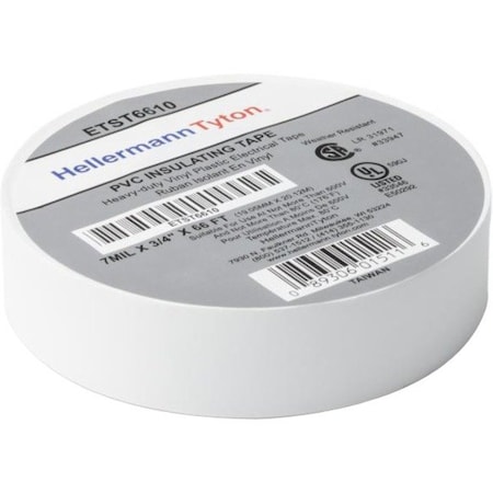 Hellermann-Tyton Professional PVC Electrical Tape (3/4" x 66', White) ETST6610