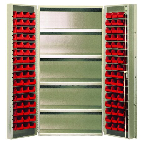 Quantum Storage Systems BEIGE STORAGE CABINET W/96 RED BINS QSC-BG-36-96-4ISRD