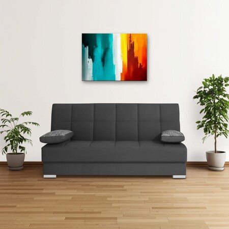 Homeroots 75" Gray Chenille Convertible Futon Sleeper Sofa And Toss Pillows With Storage 607205