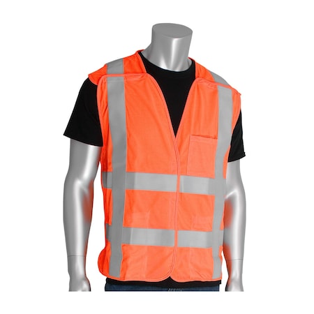 Pip ANSI Type R Class 2 FR Treated Solid Breakaway Vest 305-5PVFROR-L/XL