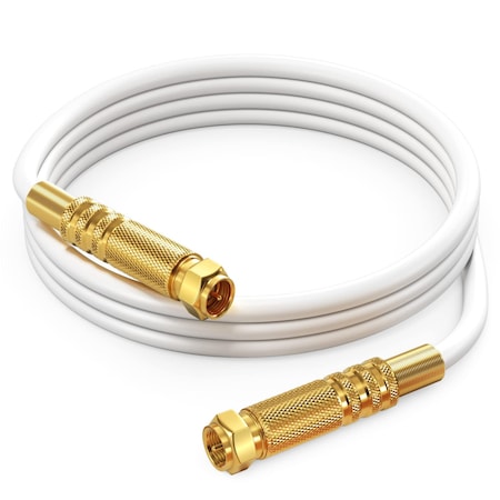 Maximm 4ft RG6 Quad Shielded Coaxial Cable, Non-Oxygen Copper, White RG6-STS-GLD-4S-4WH