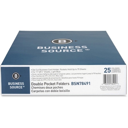 Business Source Folder, 2-Pocket, Letter, Blue, PK25 78491