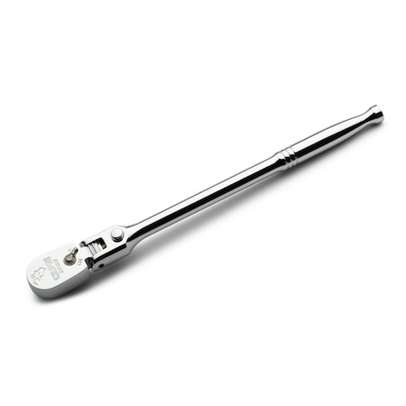 Capri Tools 1/4 in. Drive Fine 90-Tooth Locking Flex-Head Ratchet, Extra Long Chrome Handle CP90C14FXL