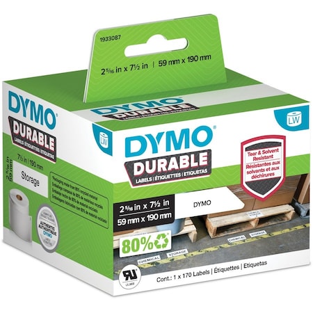 Dymo Label Tape, Black/White, Labels/Roll: 1700 1933087