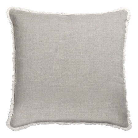 Homeroots 20" Beige and Ivory Throw Pillow with Embroidery and Fringe 534312