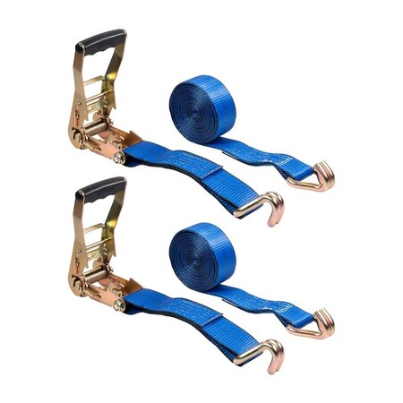 Mytee Products (2 Pack) 2in x 15ft Blue Ratchet Strap w/ Wire Hook, 3333 lbs WLL, 2PK RS215WH-Bx2