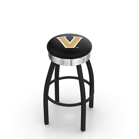 Holland Bar Stool Co 30" Blk Wrinkle Vanderbilt Swivel Bar Stool, Chrome Ring L8B3C30Vander