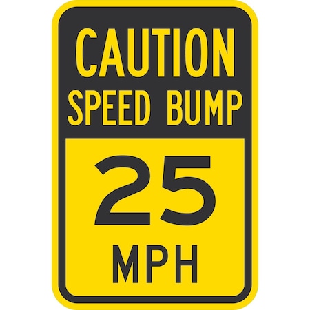 Lyle Caution Speed Bump 25 Mph, 12x18, High Intensity Prismatic, Yellow G-4374-HI_12x18