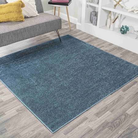 Jonathan Y Haze Solid Low-Pile Turquoise 6 ft Square Area Rug SEU100H-6SQ