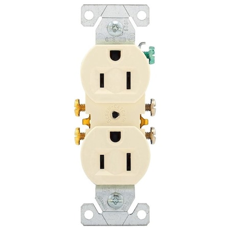 Eaton Wiring Devices Duplex Straight Blade Receptacle, 5-15R, 15 A, 125V AC, 2 Pole, 3 Wire, Flush Mount, Grounded 270LA
