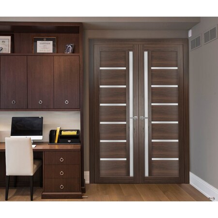 Sartodoors Solid French Double Doors Frosted Glass 60x80 (2* 30x80) Solid Core Modern Interior QUADRO4088DD-CA-60