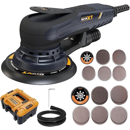 Wrightmaster 3A Corded Brushless Orbital Sander with 5&6 in. Sanding Pads, 6 Variable Speeds, Electronic Braking ZR-R7303-4-3