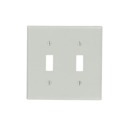Leviton Switch Wallplate, Standard Size, Gang 2, Gray 87009