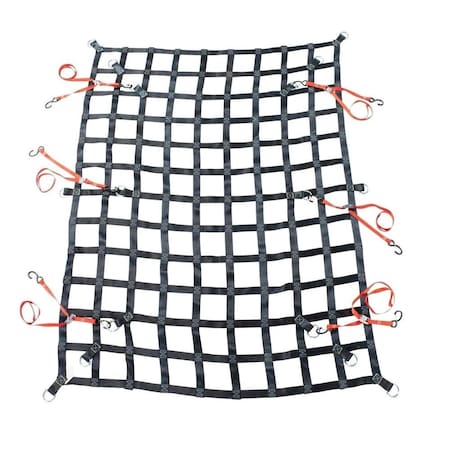 Mytee Products 72in x 96in Heavy Duty Cargo Net with D Rings & CamBuckle Ratchet Straps CN7296D-C
