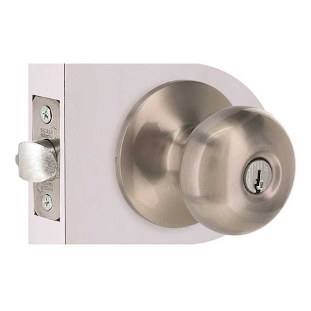 Shield Security Flat Ball Entry Door Knob 2-3/8" and 2-3/4" Backset Grade 3 Satin Nickel TFX200B