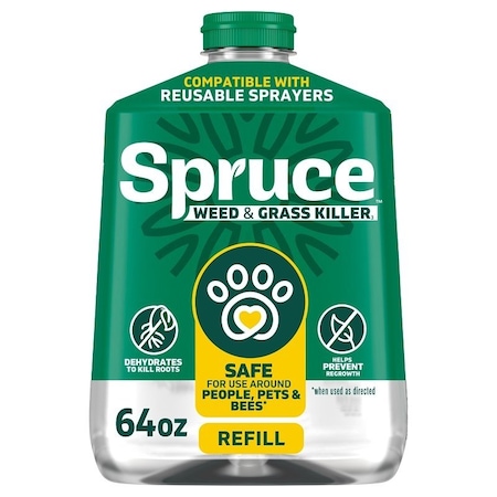 Spruce Weed and Grass Killer Refill, Liquid, Spray Application, 64 oz Bottle 810121300449