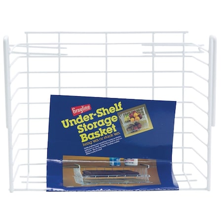 Grayline 10'' W. x 6-1/4'' H. x 12'' L. Vinyl Coated Wire Undershelf Storage Basket White 40600
