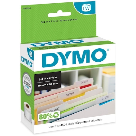 Dymo File Document Management Labels, White, 450PK DYM1738595