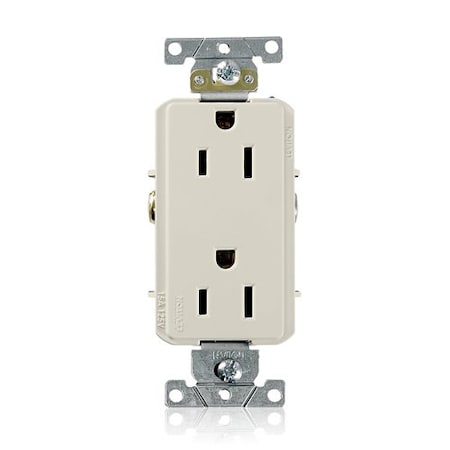 Leviton Receptacle Outlet, 15A, Light Almond, 125V 16252-T