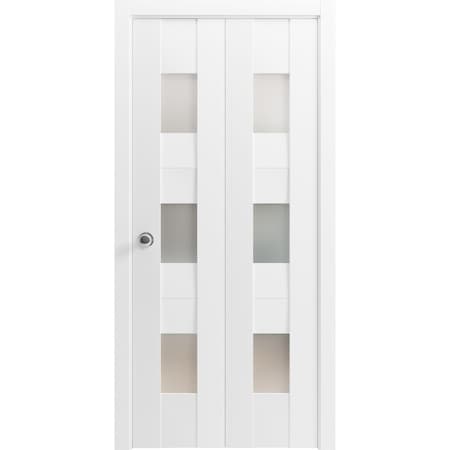 Vdomdoors Sliding Closet Bi-fold Doors White Solid Core Modern Interior SETE6003BF-WS-56 x 80 (2* 28x80)