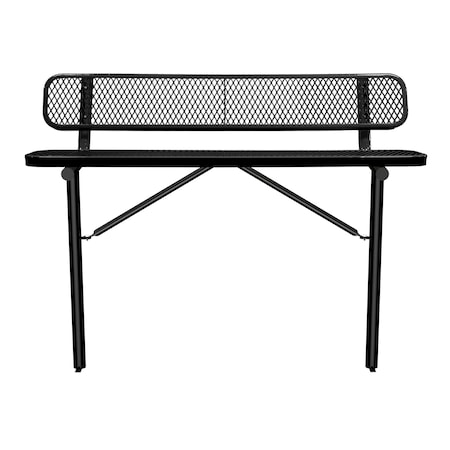 Leisure Craft Bench/Back, Ingroud Mount, 6ft., Black B6WBIG-BLACK