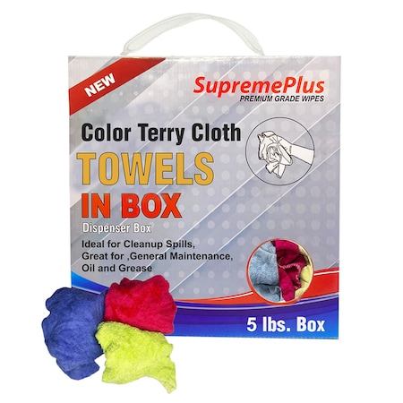 Supremeplus New Color Terry Towel Cleaning Rags, 5 lbs. Compressed Box SP-5536
