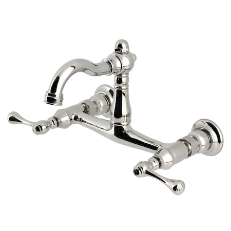 Kingston Brass Two-Handle Wall Mount Bridge Kitchen Faucet, Polished Nickel KS3256BL