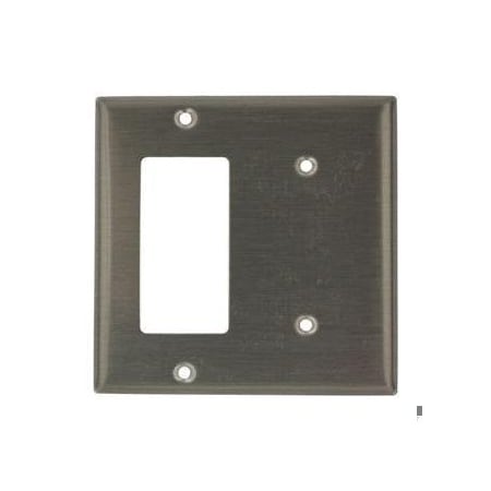Leviton GFCI Wall Plate, Number of Gangs: 2 Stainless Steel, Silver S1426-N