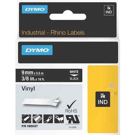 Dymo RHINO 3/8IN BLACK VINYL-9MM 1805437