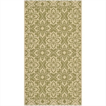 Safavieh 2 ft. -7 in. x 5 ft. Small Rectangle Indoor-Outdoor Courtyard- Green and Creme- Machine Made Rug CY6550-24-3