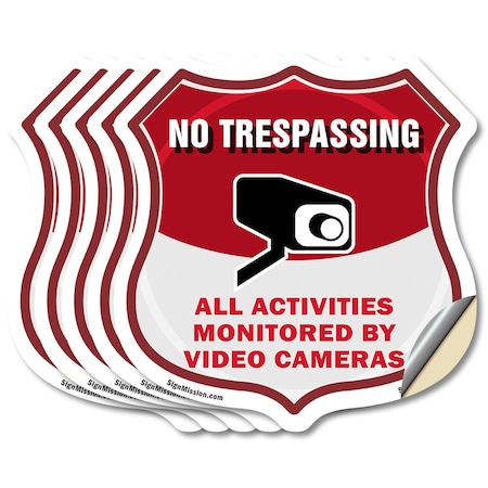 Signmission No Trespassing Shield Sign All Activitie, 6 inch X 6 inch, Vinyl Decal, 5PK SHI-D-5PACK-6-421