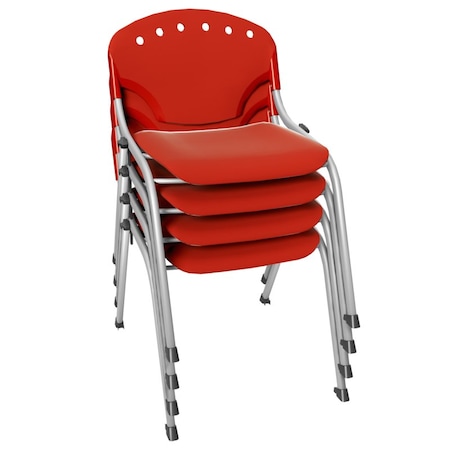 Regency Rico Classroom Training Stack Chair Armless, Red, 4PK 305-RD-4PK