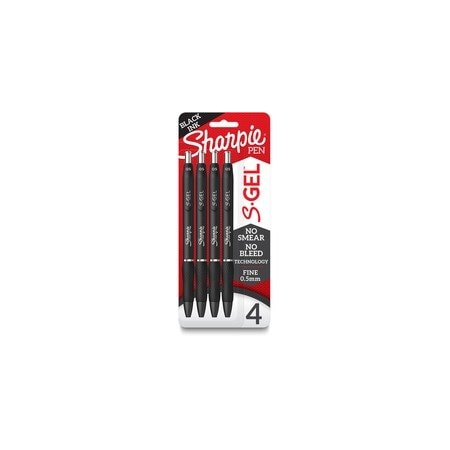 Sharpie S-Gel Pens, 0.5 mm Fine Pen Point, Black Ink, Gel-based, Black Barrel, 6PK 2096140