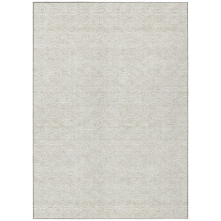Homeroots 9' X 12' Ivory And Beige Geometric Washable Indoor Outdoor Area Rug 583364