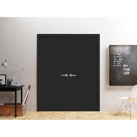 Vdomdoors Interior Solid French Double Doors 36 x 80 inches / Mela 7001 Painted Black / Wood Interior Solid P MELA7001DD-TCF-36